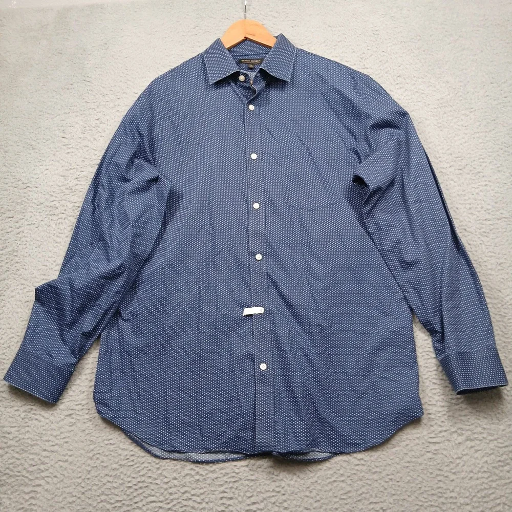 Banana Republic Classic Fit Shirt Men's‎ XL Blue Polka Dot Non-Iron Cotton